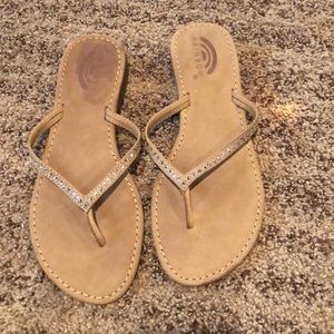 Rainbow Leather Flip Flops